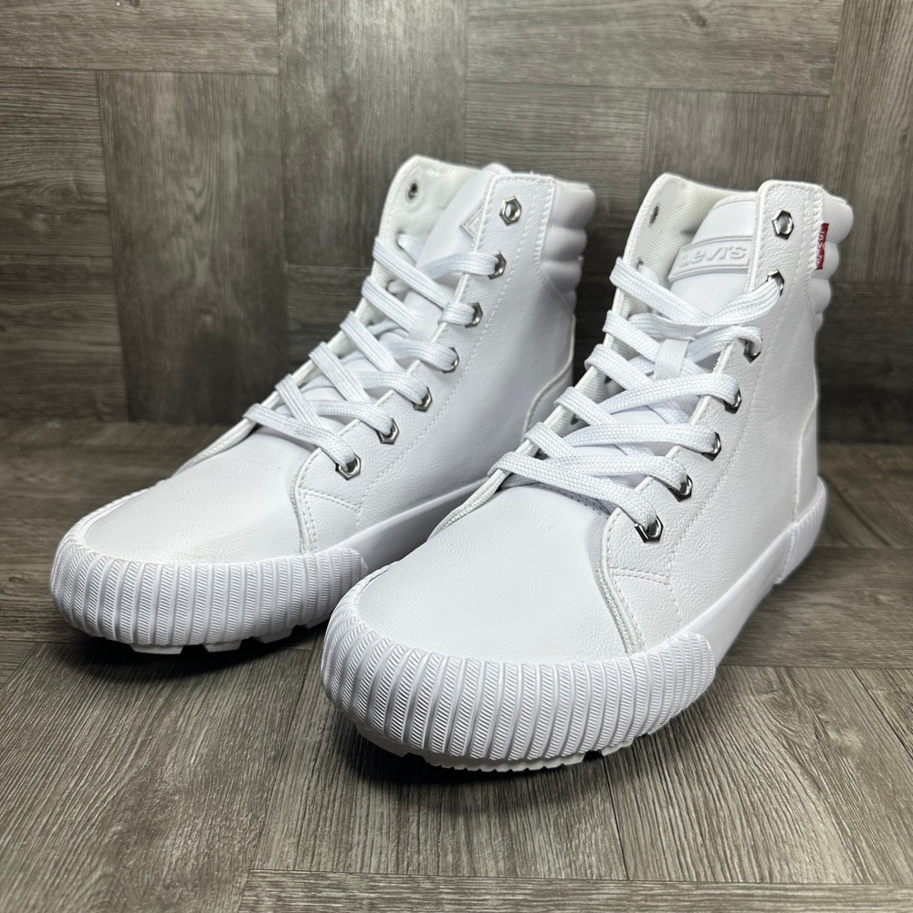 Levi's High Top Sneakers Womens 7.5 White Faux Leather Lug Sole Casual NEW - Picture 3 of 8